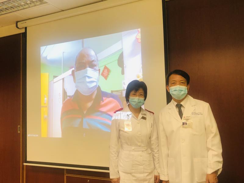 From left: A patient on home PD, Ms Man-Ching Law, Prof Philip Li