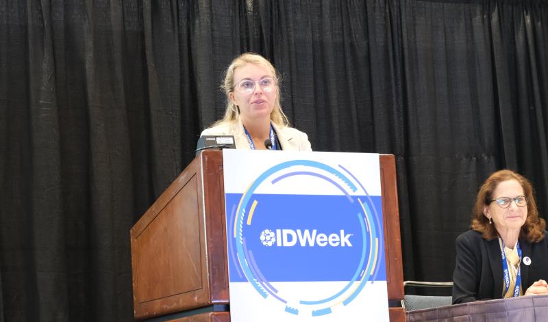 Dr Jacqueline Gerhart, presenting the results of EPIC-Peds at IDWeek 2024
