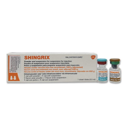 Herpes zoster vaccine [varicella zoster virus glycoprotein E (non-live, recombinant, AS01<sub>B</sub> adjuvanted)] powder and