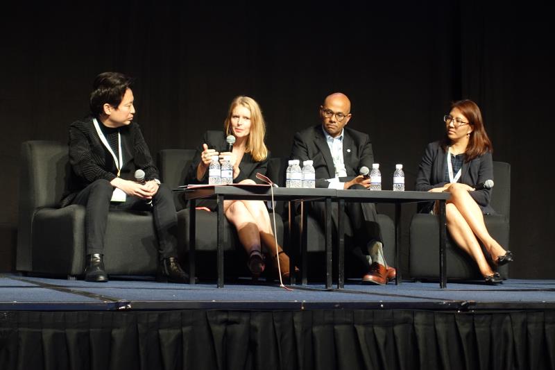 From left, session chair Dr Wong Seng Weng from the Cancer Center (Singapore Medical Group), Dr Solange Peters, Dr Thomas John, and Dr Puey Ling Chia during the panel discussion and Q&A that followed the presentations.